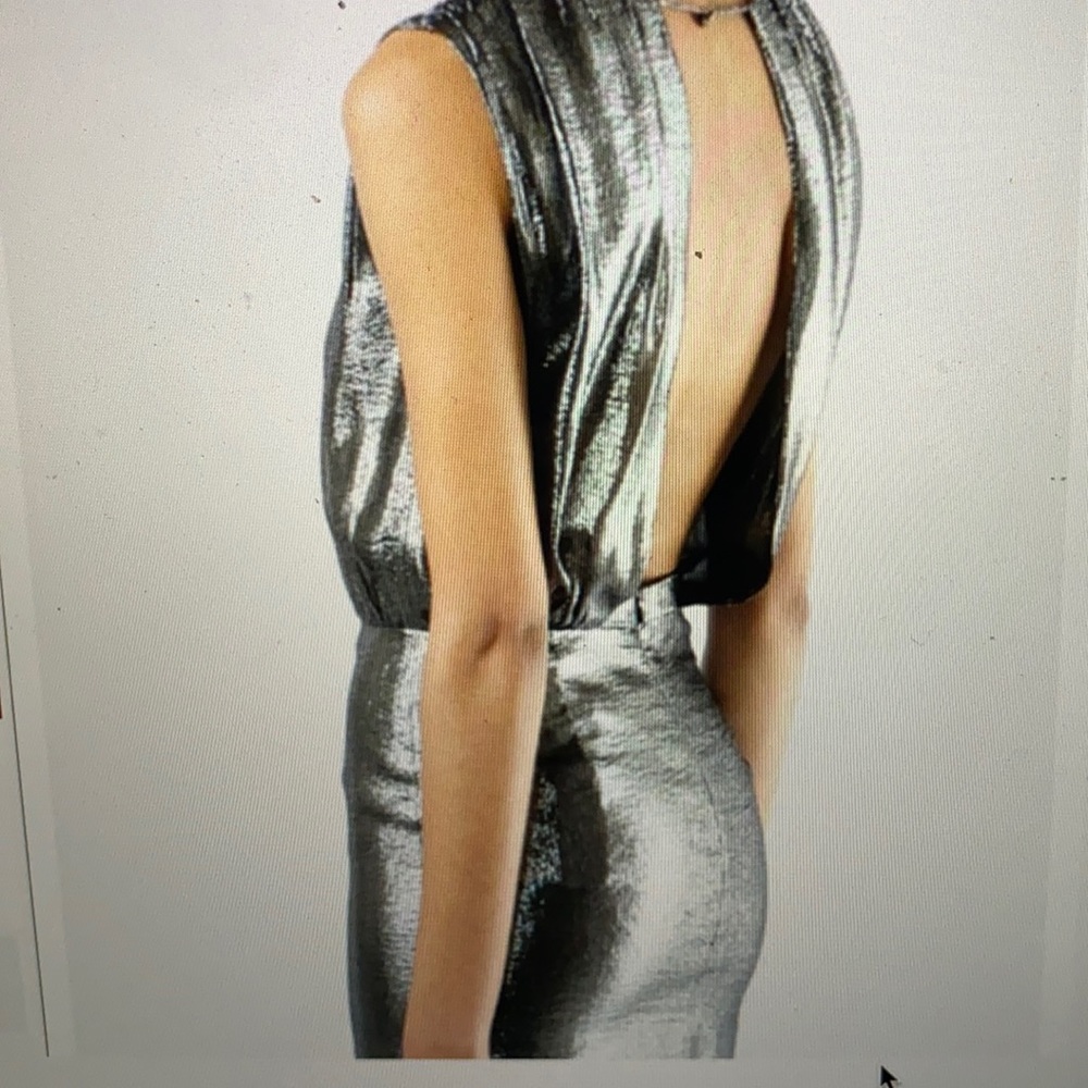 Silver lame’ open back dress cocktail by Opening Ceremony size Small modern